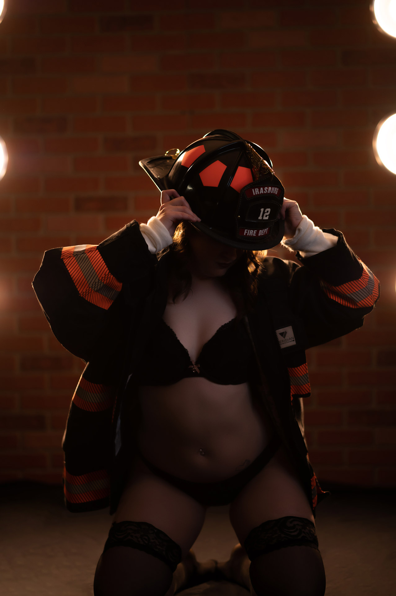 sexy fire station themed boudoir photography session
